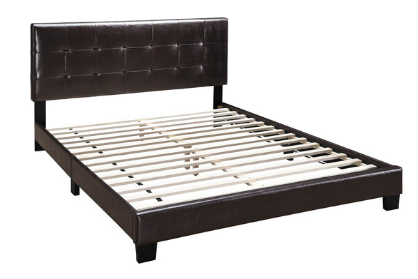English Elm Contemporary Queen Platform Bed Brown Faux Leather Adjustable Rectangular Headboard B011P414676
