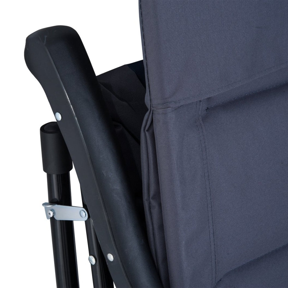 English Elm Outsunny 3-Piece Bistro Patio Furniture Set With Glass Table & 2 Folding Rocking Chairs, Navy Blue W2225P174319-GIGA