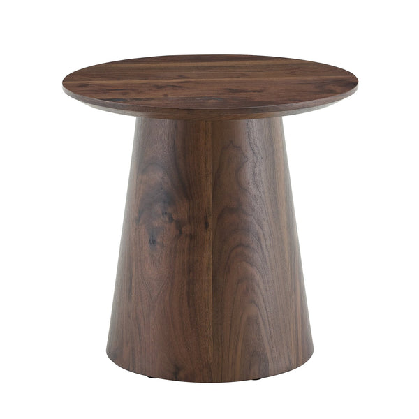English Elm Grey Wood Grain Round Coffee Table Compact Mdf Top for Living Room or Bedroom Walnut W2920P404128