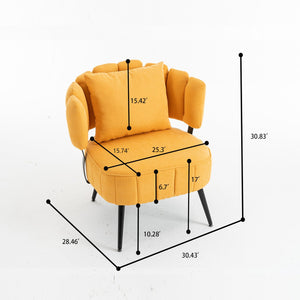 English Elm Decorative Chenille Barrel Tub Chair with Pocket Coil Cushion for Cozy Reading Nooks Yellow W5188P462022