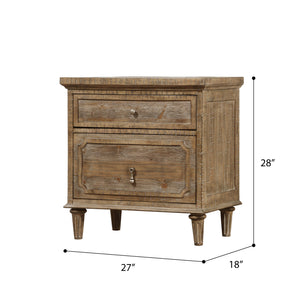 English Elm Wallace & Bay - Taupe Rustic 2-Drawer Nightstand in Sandstone Buff Finish, Solid Wood Accent Table with Easy-Care Design B2709P212336