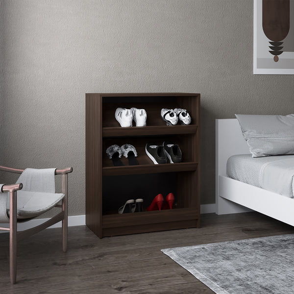 English Elm Gillham 3-Tier Shoe Rack in Black – Angled Shelves, Engineered Wood, Ventilated Display Storage (98) B092P315575