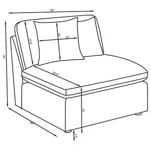 English Elm Greeley Ivory Upholstered Armless Chair — Plush Deep Cushions, Tailored Topstitching, Modern Modular Accent Seat B062P378400