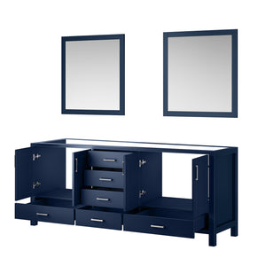 English Elm Navy Double Bath Vanity 80" W x 22" D with Two 30" Mirrors — Spacious Storage, Fully Assembled Wood Cabinet B2731S00562