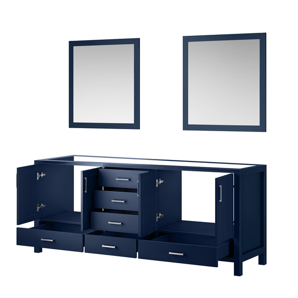English Elm Navy Double Bath Vanity 80" W x 22" D with Two 30" Mirrors — Spacious Storage, Fully Assembled Wood Cabinet B2731S00562