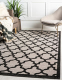 Unique Loom Outdoor Trellis Tulsa Machine Made Geometric Rug Black, Ivory 8' 0" x 10' 0"