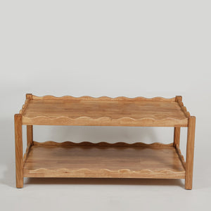 English Elm Modern Two Tier Rubberwood Coffee Table with Open Shelf for Living Room Display W3040P455713
