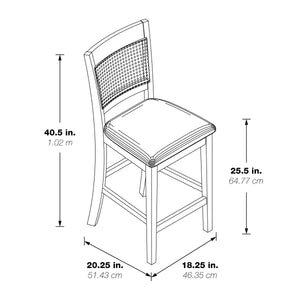 OSP Home Furnishings Walden 24" Cane Back Stool  - Set of 2 Linen / Burnt Brown