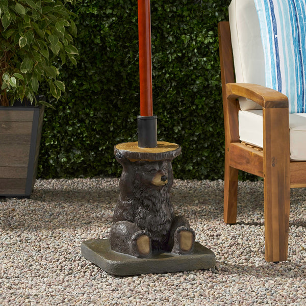 English Elm Christopher Knight Home® - BEAR Umbrella Base Dark Brown Concrete Resin Finish, Handcrafted Lightweight Design, No Assembly Needed 67766.00DBRN