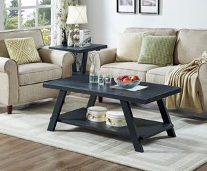 English Elm Athens Contemporary Replicated Wood Shelf Coffee Set Table In Black Finish