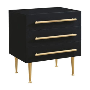 English Elm Modern White Nightstand with Gold Accents and Soft-Close 3 Drawers — Chic Wooden Bedside Table Black+Gold 27 L x 21 W x 21 H B011P353751