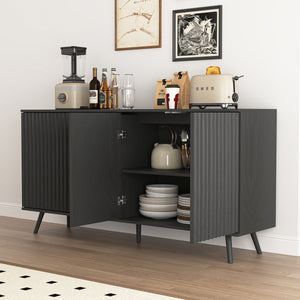 English Elm Sideboard Walnut Credenza with Hexagonal Doors and Adjustable Shelves for Dining Areas W409P327405