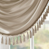 Madison Park Elena Traditional Faux Silk Waterfall Embellished Valance MP41-4952 Champagne