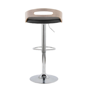 English Elm Adjustable Swivel Barstools Set of Two with Chrome Base Mid-century Kitchen Counter Seating Light Grey B202S01965