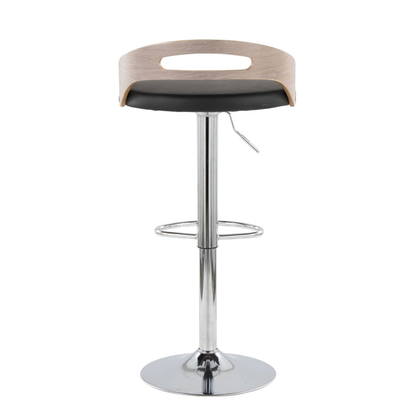 English Elm Adjustable Swivel Barstools Set of Two with Chrome Base Mid-century Kitchen Counter Seating Light Grey B202S01965