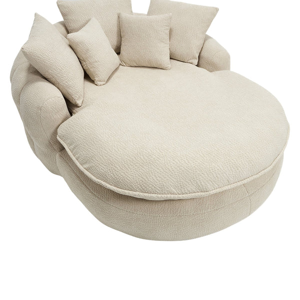 English Elm Oversized Memory Foam Chenille Bean Bag Sofa with Ergonomic Back Support, 3 Large & 2 Small Pillows Beige W395P359408