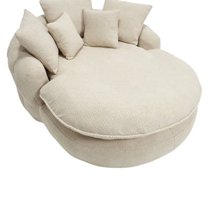 English Elm Oversized Memory Foam Chenille Bean Bag Sofa with Wrap-Around Backrest and Lumbar Support for Adults Beige W395P359408