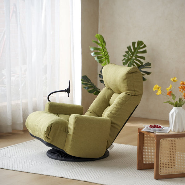 English Elm Adjustable green rotatable lounge chair with head/waist support, 360° swivel, spring seat, phone holder W244P172641
