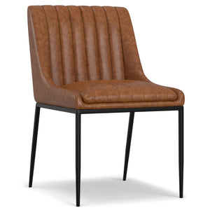 English Elm Melody Vegan Leather Dining Chairs Channel Tufted with Black Steel Frame Set of 2 B136P266938