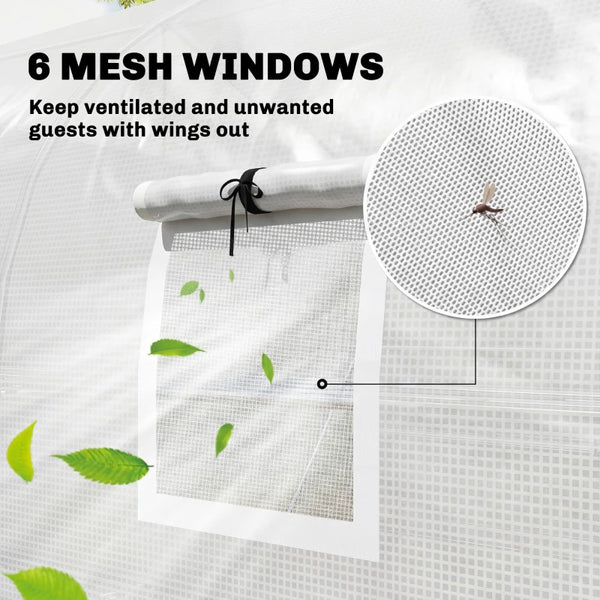 English Elm Garden Walk-in Tunnel Greenhouse with Galvanized Steel Frame and Uv-resistant Pe Cover White T3971P481639