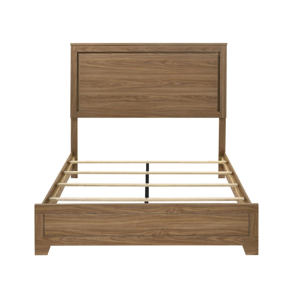 English Elm Simple Recessed Panel Full Bed Frame Rubberwood Build Walnut Transitional Bedroom B2741S00870