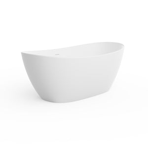 English Elm 65 Inch Freestanding Soaking Tub Solid Surface Matte White Spa Ergonomic Bath W1613P351369