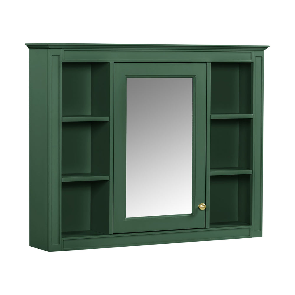 English Elm 36'' Modern Bathroom Vanity With Resin Sink, Mirror Cabinet, Soft-Close Drawers & 6 Shelves N710S236006F