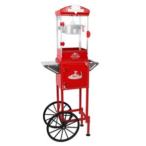 English Elm Popcorn Machine on Wheeled Cart with 10 Oz Kettle for Home Theater Game Room W2841P342117