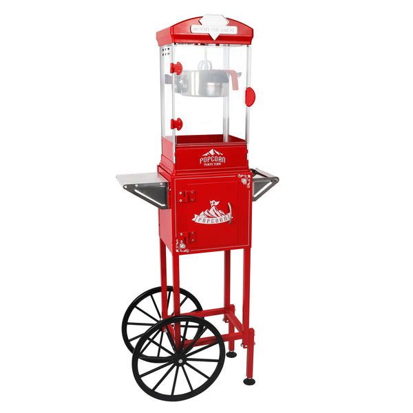 English Elm Popcorn Machine on Wheeled Cart with 10 Oz Kettle for Home Theater Game Room W2841P342117