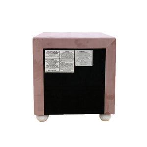 English Elm Fabric Glam Pink Upholstered Nightstand with 2 Drawers, Crystal Tufting, White Bun Legs, Sparkle Hardware B016P256487