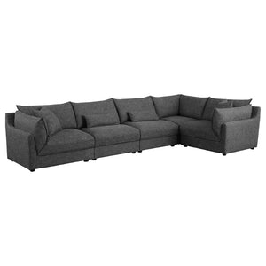 English Elm Tomasina Black 5-Piece Modular Sectional Sofa - Stylish, Comfortable Design For Modern Living Spaces B062S01132-GIGA