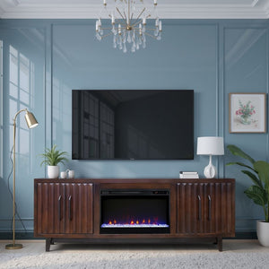English Elm Radiance 75" Fireplace Tv Stand For Tvs Up To 85", Elegant Rosewood Finish With Cozy Electric Heat B108P345209-GIGA