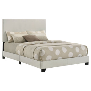 English Elm Efram Upholstered Panel Bed with Tall Padded Headboard and Matte Black Wood Legs Cream B062P441118