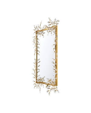 Currey & Company Forget-me-not Rectangular Mirror - Elegant Crystal-embellished Frame With Luxurious Beveled Edge Design Gold Crystal ,Metal ,Glass 1000-0161-currey-company