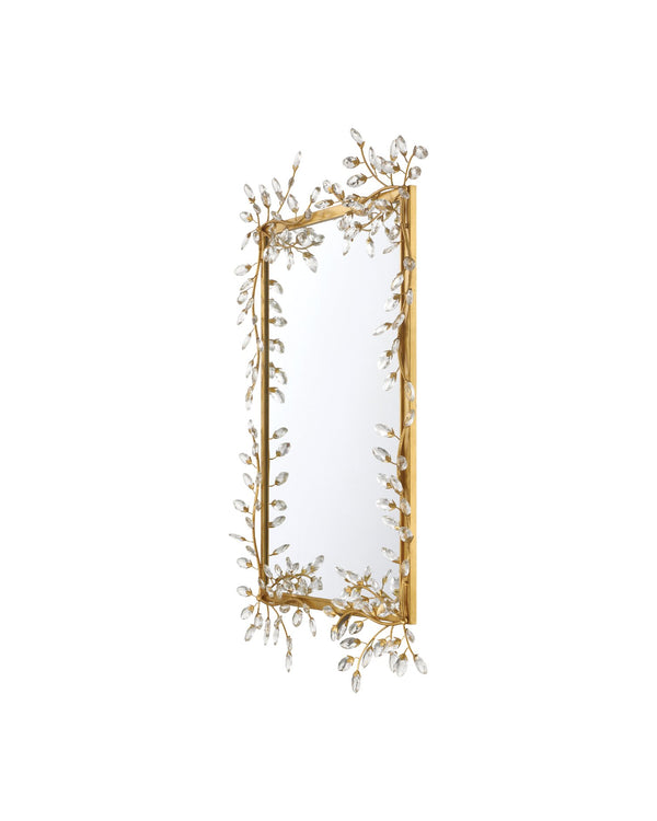 Currey & Company Forget-me-not Rectangular Mirror - Elegant Crystal-embellished Frame With Luxurious Beveled Edge Design Gold Crystal ,Metal ,Glass 1000-0161-currey-company