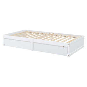 English Elm Twin Pinewood Daybed with Fence Guardrails Splits Into Two Floor Beds Storage White LP100881AAK