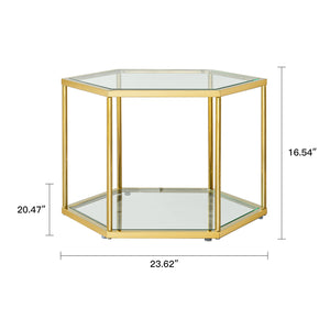 English Elm Living Modern Gold-Accented Small Coffee Table With Polygonal Design - Stylish Side Table For Any Space W2723P262933