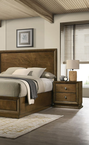 English Elm Walnut Transitional Queen Bed Set With 2 Nightstands - Stylish & Durable Bedroom Furniture Ensemble B2741S00216-GIGA