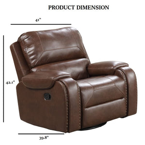 English Elm Transitional Multi-Function Glider Recliner with Channel Back, Cup Holders, Hidden Storage, Upholstered Comfort Brown 34 L x 41 W x 31 H B2741P385042