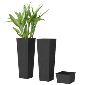 English Elm Flower Column Planters Set of 2 Tall Rattan Look Uv Resistant Outdoor Patio Pots T3971P467418