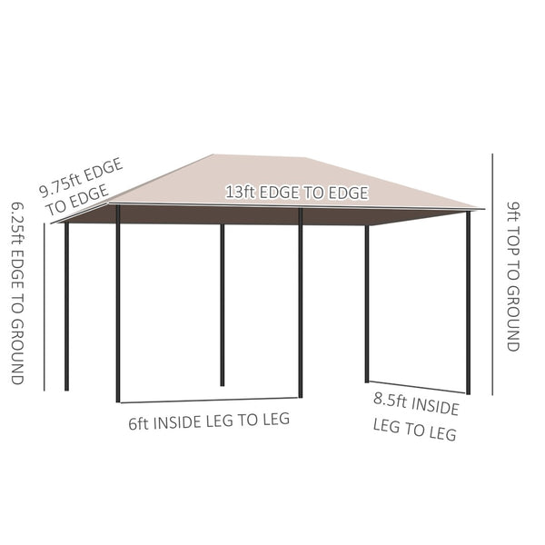 English Elm Outsunny 10' X 13' Outdoor Patio Gazebo Canopy With 6 Sidewalls, Steel Frame For Stylish Shade & Comfort W2225P174175-GIGA