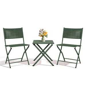 English Elm Patio Folding Bistro Set with E-coated Steel Frame for Balcony Garden Outdoor Dining Dark Green T5880P492162