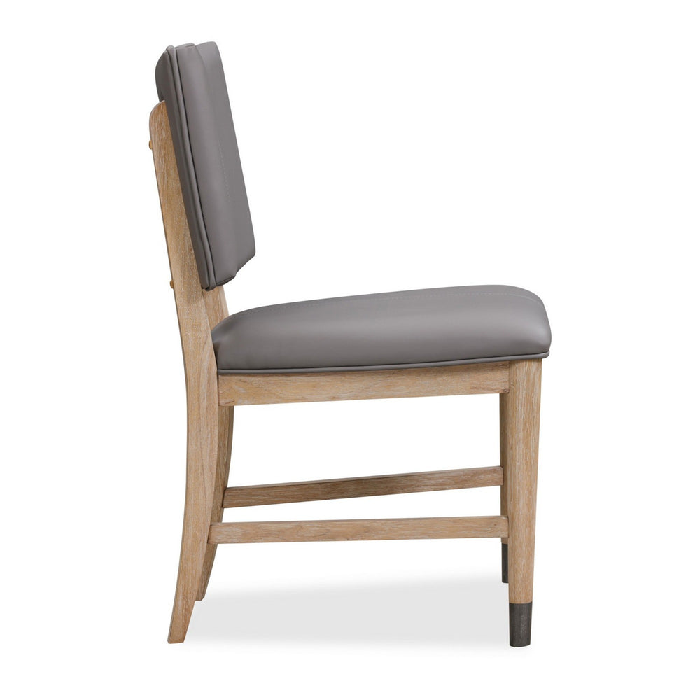 English Elm 20 Inch Faux Leather Dining Chairs Wire-brushed Wood Set of Two for Modern Tables B056P412610