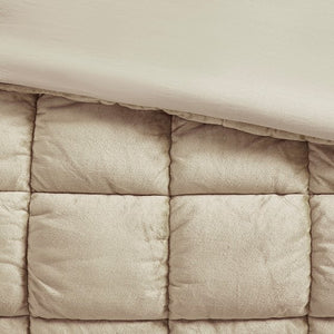 English Elm Full/Queen Velvet Comforter Set 3-Piece – Box Quilted, Washed Microfiber, Down Alternative Fill, Plush B035P203235