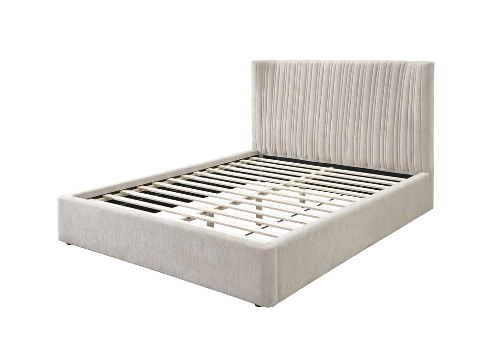 English Elm Loren Upholstered Eastern King Bed with Low Profile Frame, 13 Slats, 660lb Capacity, Modern Fabric Finish Beige 85.43 L x 49.6 W x 7.28 H B2726S00494
