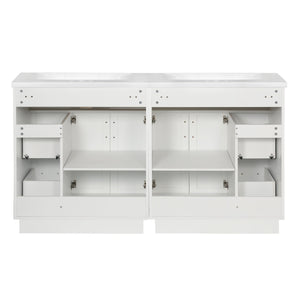 English Elm [video] 60 Inch Dual Sink Bathroom Vanity Mdf Cabinet Soft Close Doors Resin N729P000018K