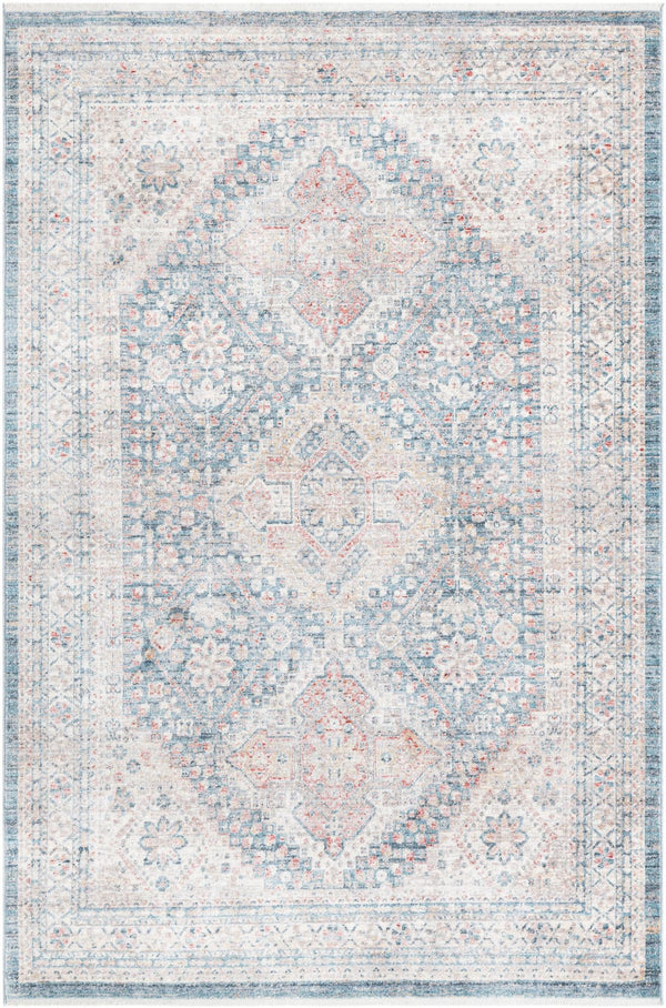 Unique Loom Noble Elizabeth Machine Made Medallion Rug Blue, Beige/Ivory/Gray/Red/Pink 5' 1" x 7' 10"