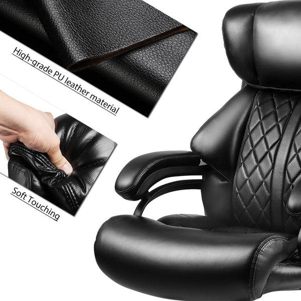 English Elm 500lbs Capacity Executive Office Chair Wide Spring Seat Ergonomic Lumbar Support Swivel W5201P418041