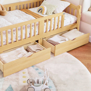 English Elm Metal Twin Over Full Bunk Bed White Steel Frame Space Saving Slat Support for Teens Natural W1580P383110