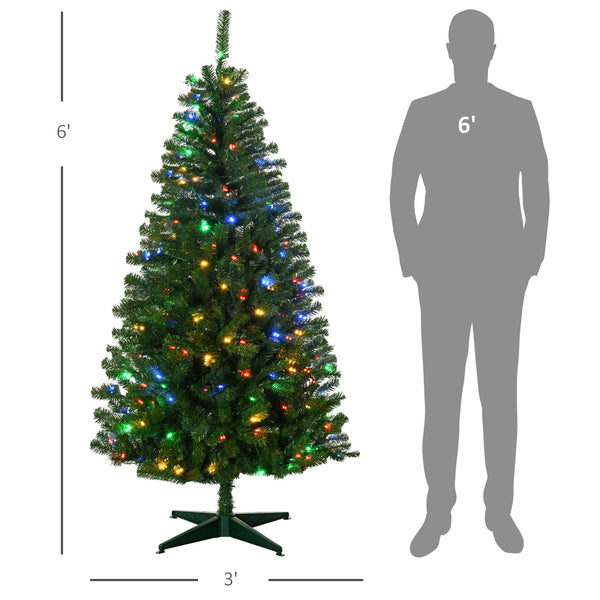 English Elm Homcom 6Ft Prelit Artificial Christmas Tree With 584 Branches & 212 Led Lights, Auto-Open Design W2225P249676
